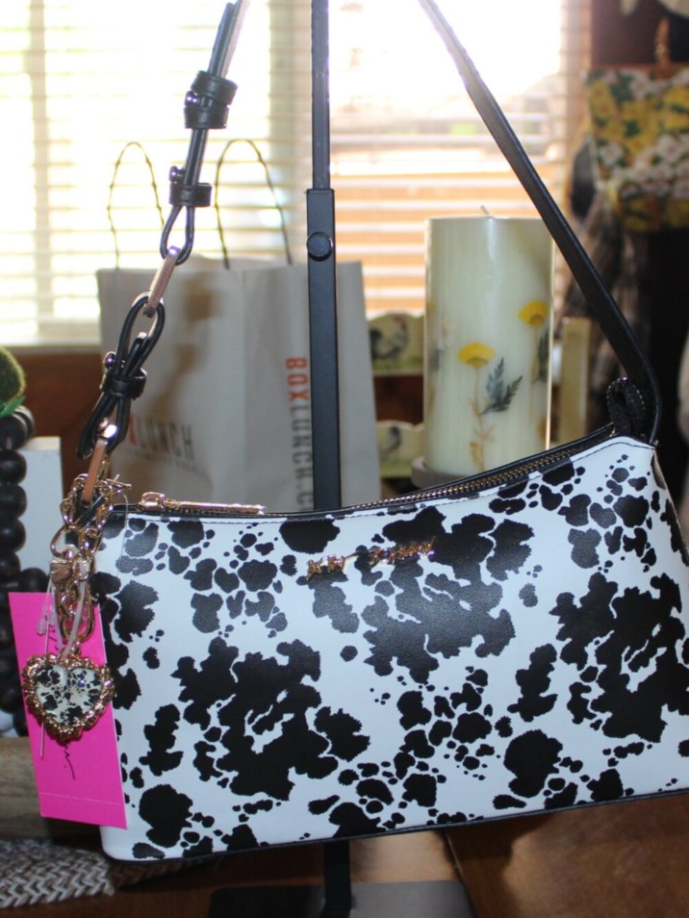NWT Betsey Johnson western Cow print shoulder bag. BOHO, WESTERN, Darling! - Picture 3 of 15